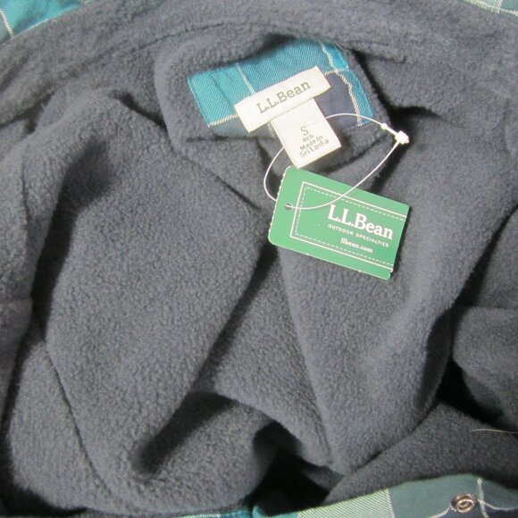 NEW LL Bean Shacket Women S Teal Blue Green Plaid Flannel Shirt Fleece Lined NWT - Picture 5 of 8